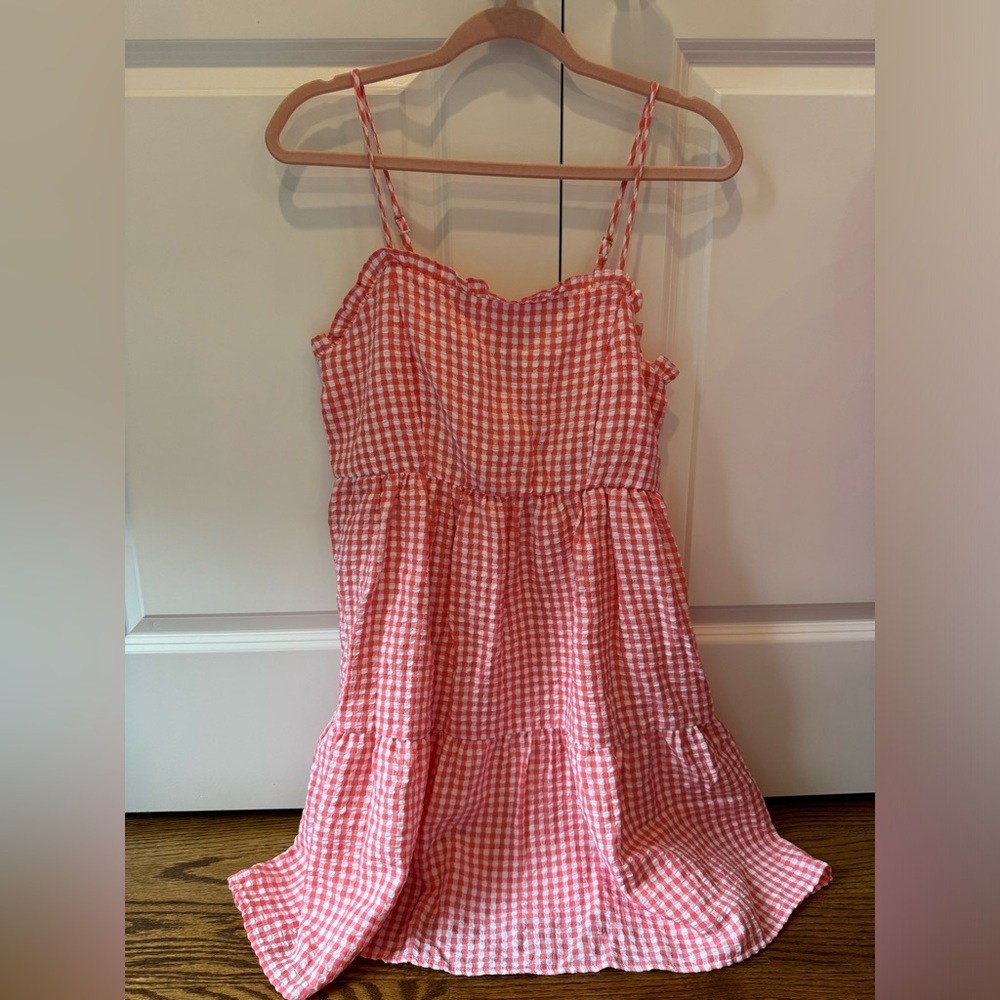 Coral gingham sundress